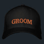 GULD - / svart skyddshölje (GRUOM) Broderad Keps<br><div class="desc">Broderade hattar: Klassiskt golden/svart basebollsockel i mode med texten "GROOM" för bachelor party/stag party,  bröllop,  costume party dress up/night out</div>