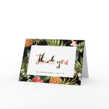 Guld & Svart  | Tropiskt bröllop tackkort