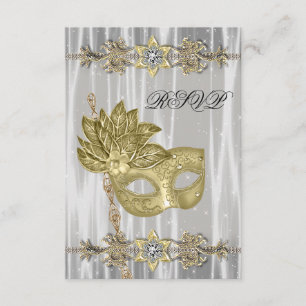Guld Svart Vit Maskerad Fest RSVP OSA Kort