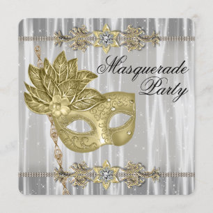 Guld Svart Vit Maskeradfest Inbjudningar