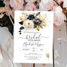 Guld Svart Vita Blommor Bröllopslunchen