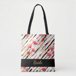 *~* Guld Svart Vitt Rött Vallmopattern Tygkasse