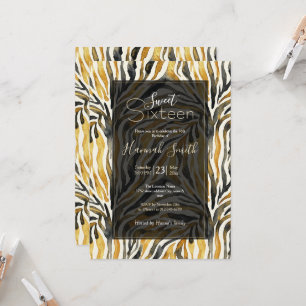 Guld Svart Zebra Tryckmönster Inbjudningar