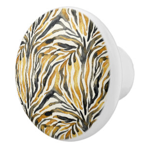 Guld Svart Zebra Tryckmönster Knopp