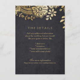 Guld svarta elegant snöre bröllop tilläggskort