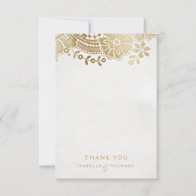Guld svarta eleganten vintage snöre bröllop, tack kort (Framsida)