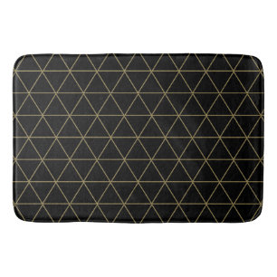 Guld Svarta Geometriska Trianglar Boho Glam Minima Badrumsmatta