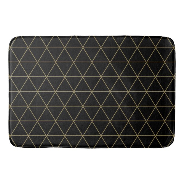 Guld Svarta Geometriska Trianglar Boho Glam Minima Badrumsmatta (Framsidan)