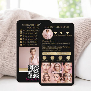 Guld svarta makeup skönhet Social Media Influencer Visitkort