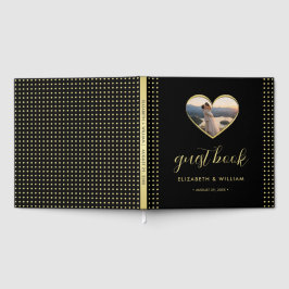 Guld & svarta prickar Personlig bröllops- Gästböcker