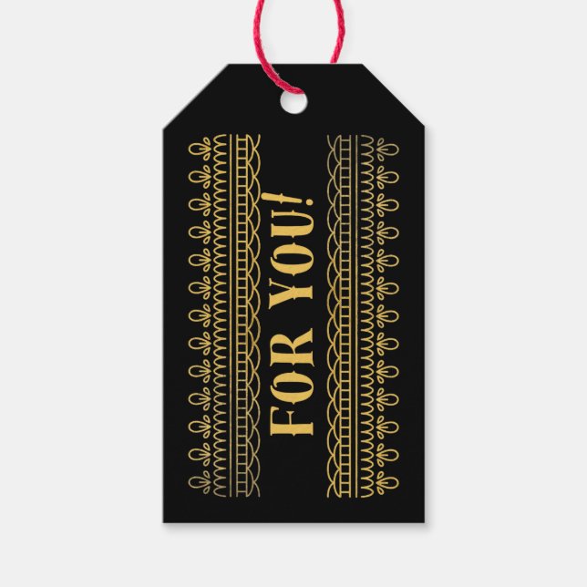 Guld svarta ros bagage Anpassade presentetiketter (Framsidan)