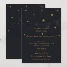 Guld Svarta Stjärnor Mörk Natt Himmel Baby Shower