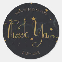 Guld Svarta Stjärnor Mörk Natthimmel Baby Shower F