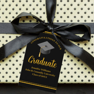 Guld Svarta Studenten Grattisen Student Presentetikett
