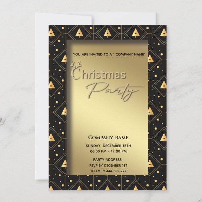 Guld svarta typografi - julhelgen party inbjudningar (Framsida)