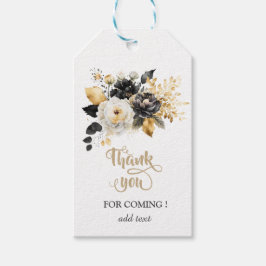 Guld Svarta Vita Blommor Presentetikett