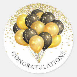 Guld Svarta vita Pension Party Runt Klistermärke