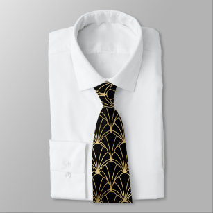Guld svartkonst deco tisto mönster hals slips
