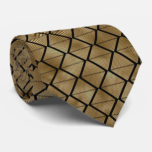 Guld svartkonst deco tisto mönster hals slips