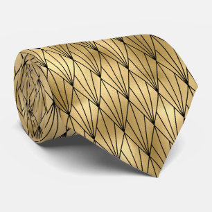 Guld svartkonst deco tisto mönster hals slips