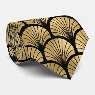 Guld svartkonst deco tisto mönster hals slips