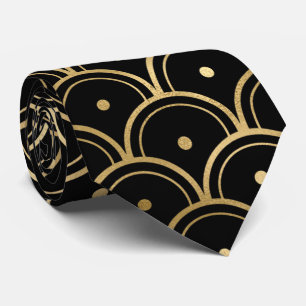 Guld svartkonst deco tisto mönster hals slips