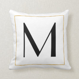Guld Svartvit Personlig Monogram Brev Kudde