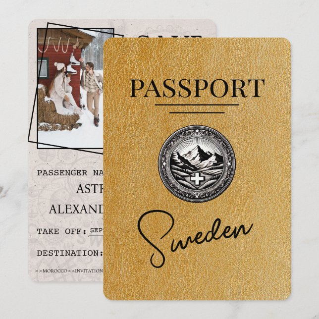 Guld Sverige Passport Spara datum Datumet (Fram/baksida)