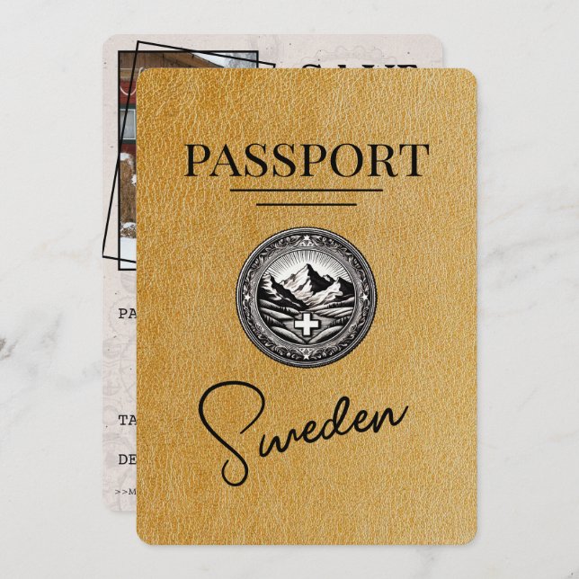 Guld Sverige Passport Spara datum Spara Datumet (Fram/baksida)