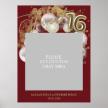 Guld Sweet 16 Födelsedagsballonger Foto Rekvisita 