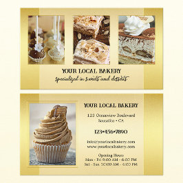 Guld Sweet Bakery Dessert Photo Affärskort Visitkort
