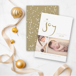 Guld Sweetest Joy Cute Baby Första julfoto Julkort