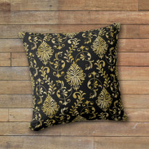 Guld Swirl Damask Pattern på Black