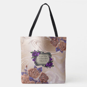 Guld Swirl Marble Blommigt Tote Tygkasse