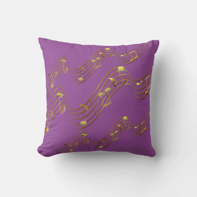 Guld Swirl Musik noter Lila 2 Dekorativ kudde (Framsida)