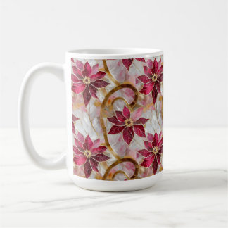 Guld Swirls Burgundy Rosa jul Poinsettias Kaffemugg