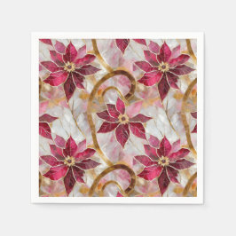 Guld Swirls Burgundy Rosa jul Poinsettias Pappersservett