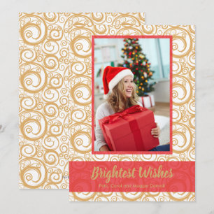 Guld Swirls julfoto Kort