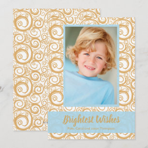 Guld Swirls julfoto Kort