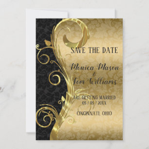 Guld Swirls och Damask Spara Datumet