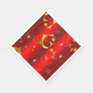 Guld Swirls och Stars Red God God God Jul Pappersservett