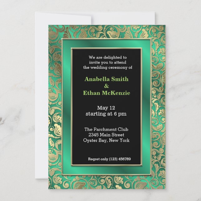 Guld Swirls * välj bakgrund färg Inbjudningar (Framsida)