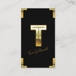 Guld T Initial och Gräns Affärskort Visitkort