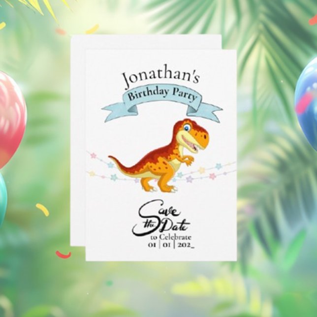 Guld T Rex, Grattis på födelsedagen Boy Inbjudningar (Gold T Rex Happy Birthday Boy Invitation – Roar into Fun!)