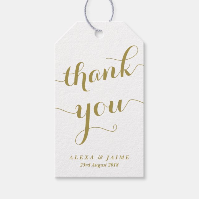 Guld Tack Cute Modern Calligraphy Party-förmån Presentetikett (Framsidan)