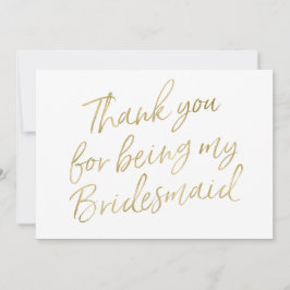 Guld: "Tack för att du är min brudtärna" Tack Kort