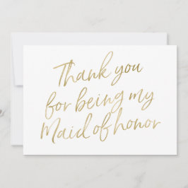 Guld "Tack för att du är min maid of honor" Tack Kort