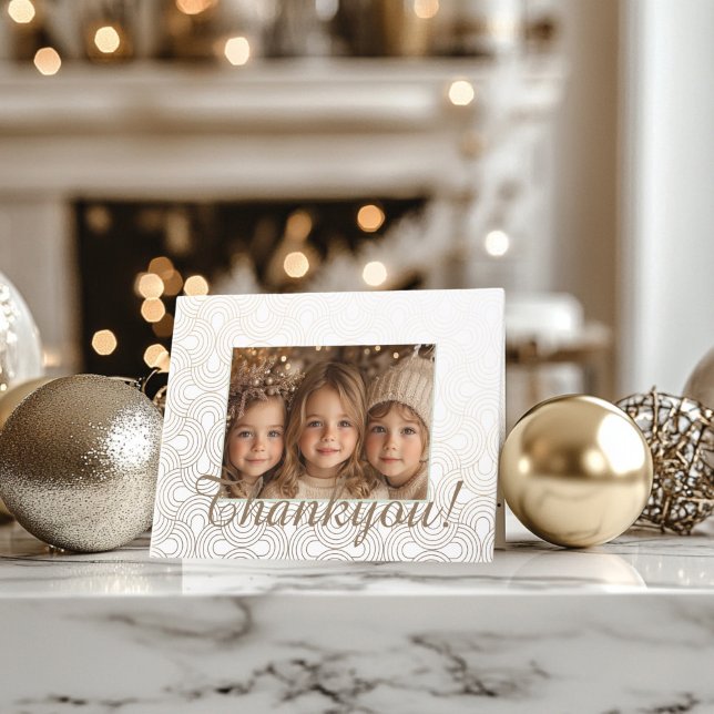 Guld Tack för ditt fotokort Kort (Gold Christmas Photo Thankyou Card)