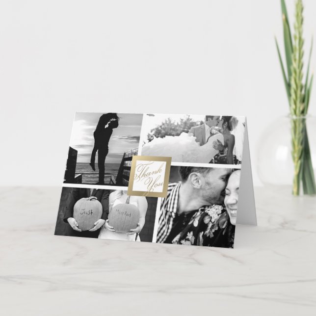 Guld- tack för Faux som gifta sig kortet för 4 (Framsida)