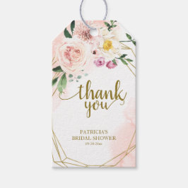 Guld-Tack för Rosa med Blommigt Presentetikett
